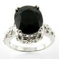 Stunning Sterling 925 Silver Black Cubic Zirconia Ring Size 8